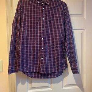 Michael Kors Men's Red and Blue Checkered Shirt, Tailored Fit,‎ Size Medium